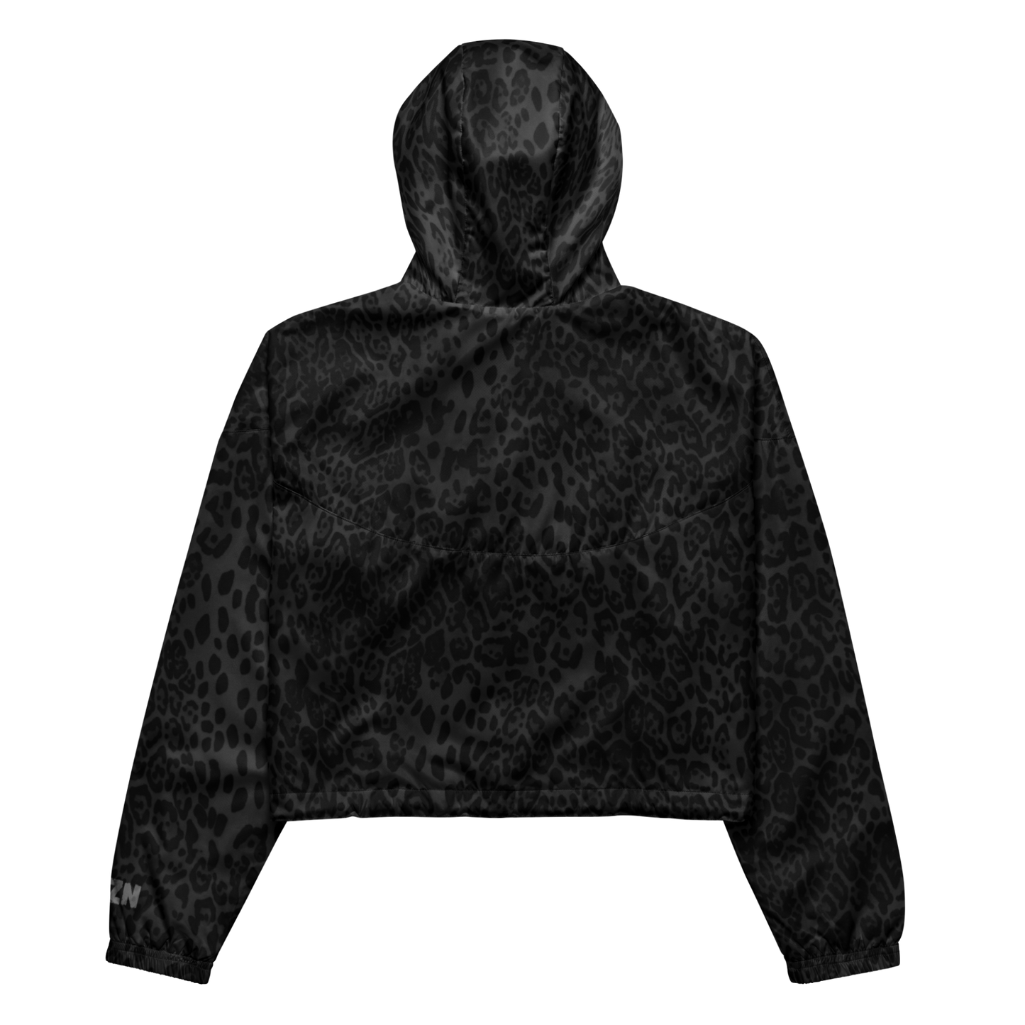 Black Leopard Cropped Windbreaker