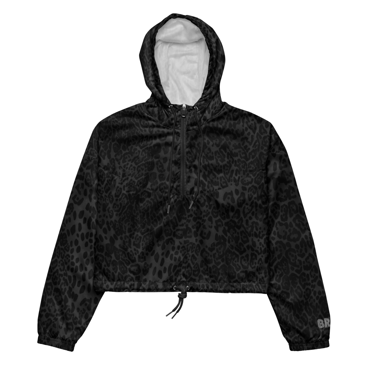 Black Leopard Cropped Windbreaker